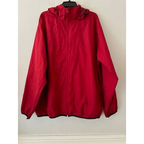 IZOD XFG Windbreaker Jacket Mens XL Red Full Zip Hooded Lightweight Golf - Picture 1 of 6